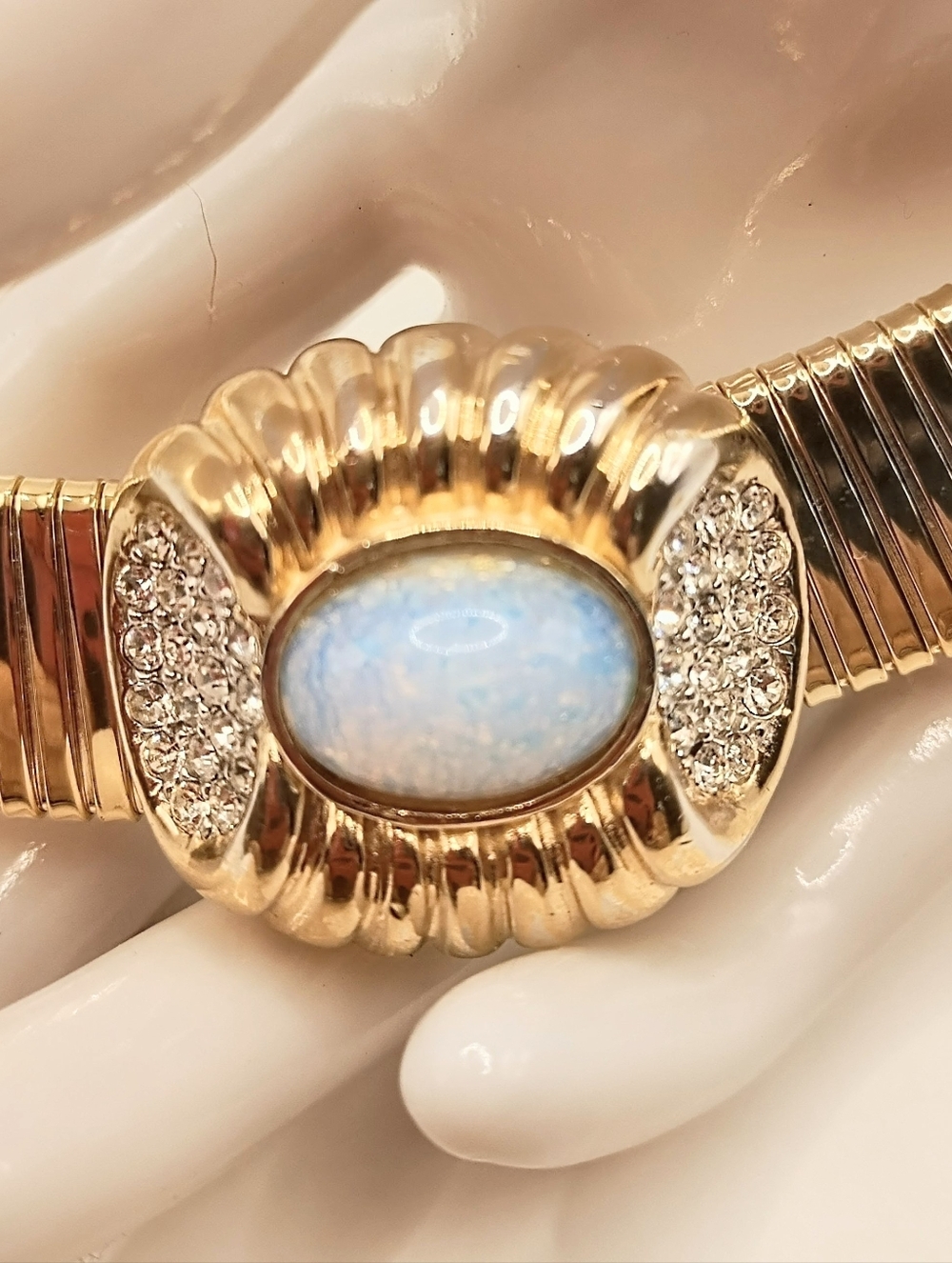 Vintage Ciner  Omega Necklace With Faux Opal Enhancer